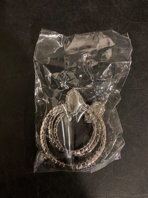 Photo 1 of Octwine Boho Women Silver Large Hoop Rhinestone Earrings Sparkly Rhinestone Circle Earrings Silver Statement Earrings Bridal Wedding Prom Bar Rhinestone Hoop Earrings for Women