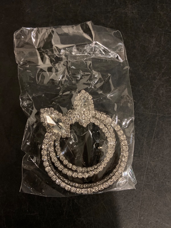 Photo 1 of Octwine Boho Women Silver Large Hoop Rhinestone Earrings Sparkly Rhinestone Circle Earrings Silver Statement Earrings Bridal Wedding Prom Bar Rhinestone Hoop Earrings for Women