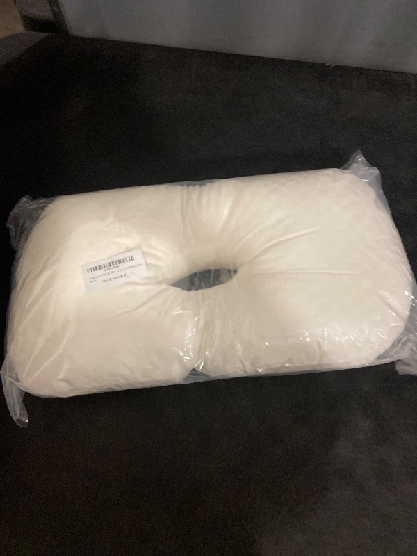 Photo 1 of Ear Piercing Pillow with an Ear Hole, Cotton and Polyester Side Sleeping Pillow for CNH and Ear Pain Ear Inflammation Pressure Sores for Side Sleepers, Ear Guard Pillow (White)
