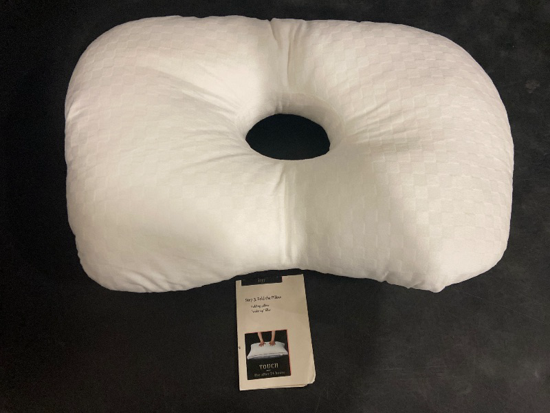Photo 1 of Ear Piercing Pillow with an Ear Hole, Cotton and Polyester Side Sleeping Pillow for CNH and Ear Pain Ear Inflammation Pressure Sores for Side Sleepers, Ear Guard Pillow (White)
