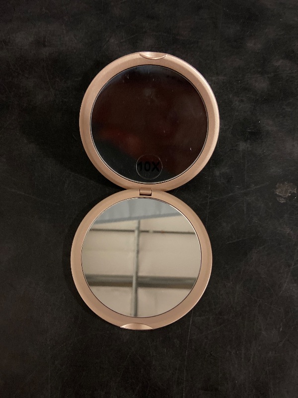 Photo 1 of Mavoro Magnifying Compact Mirror | 1x/10x Magnification | 4" Small Pocket Purse Double Sided Travel Makeup Mirror | Folding Portable Hand Compact Mirror for Handbag and Purses (Champagne Gold)
