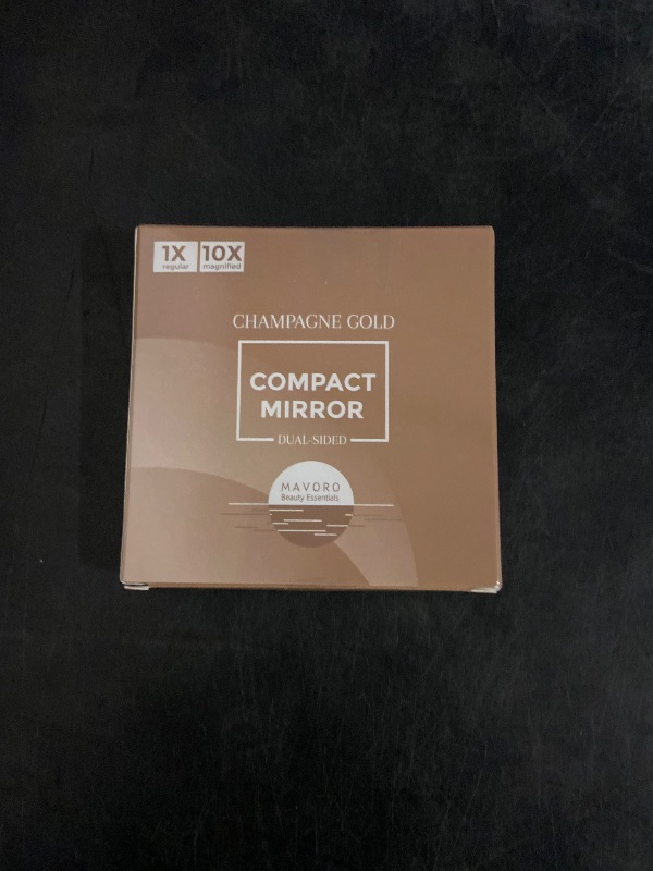 Photo 1 of Mavoro Magnifying Compact Mirror | 1x/10x Magnification | 4" Small Pocket Purse Double Sided Travel Makeup Mirror | Folding Portable Hand Compact Mirror for Handbag and Purses (Champagne Gold)

