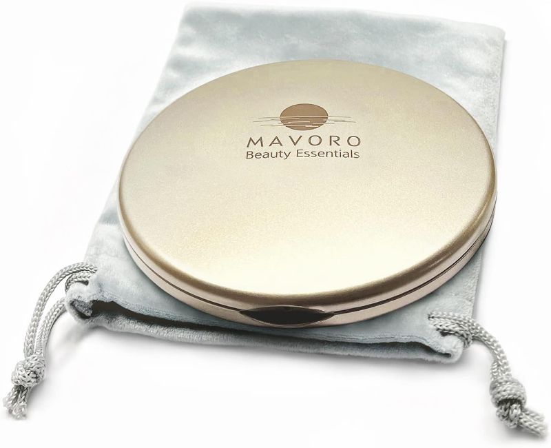 Photo 1 of Mavoro Magnifying Compact Mirror | 1x/10x Magnification | 4" Small Pocket Purse Double Sided Travel Makeup Mirror | Folding Portable Hand Compact Mirror for Handbag and Purses (Champagne Gold)
