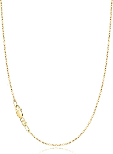 Photo 1 of Jewlpire 18k Gold Plated 925 Sterling Silver Chain Necklace for Women, 1.1mm Cable Chains Necklace Thin & Dainty & Sturdy Women's Chain Necklaces, 14/16/17/18/20/22/24 Inches