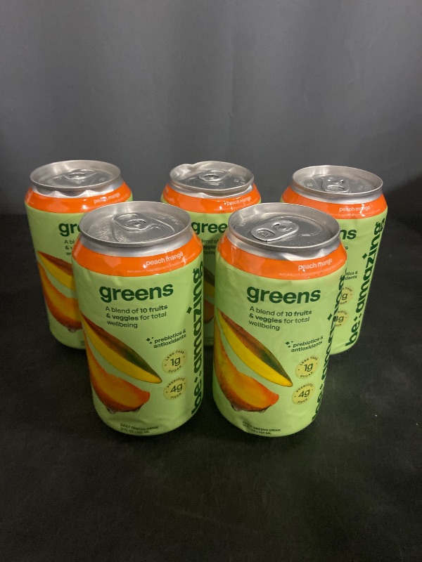 Photo 1 of Be Amazing Greens Drink, Peach Mango, Vitamin Drinks With 10 Organic Fruits and Vegetables, Coconut Water, Vitamin C, and Prebiotic Fiber, 25 Calories, Low Sugar, Vegan and Gluten Free, 8 Pack