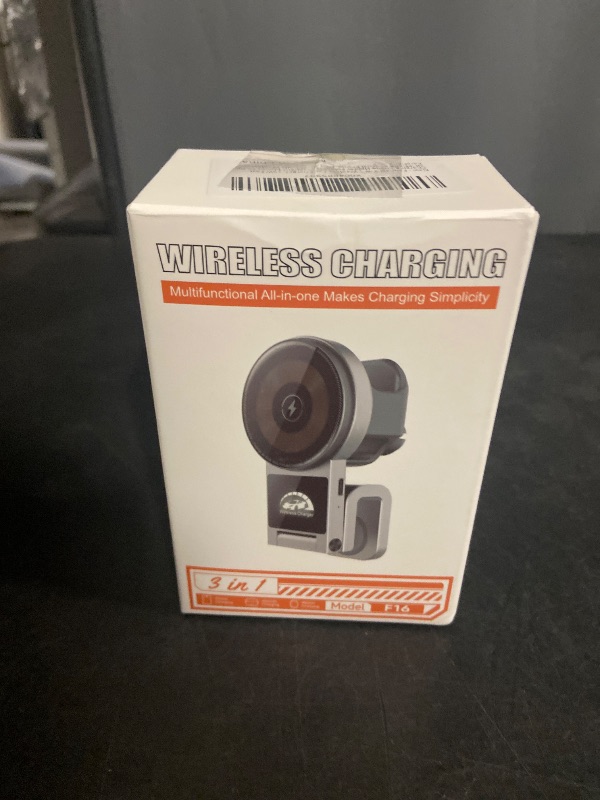 Photo 1 of 3 in 1 Wireless Car Charger, 15W Fast Charging Phone Holder Foldable Magnetic Mount Fit for All iPhone Android Phone, iWatch, Airpods Wireless Earphone
