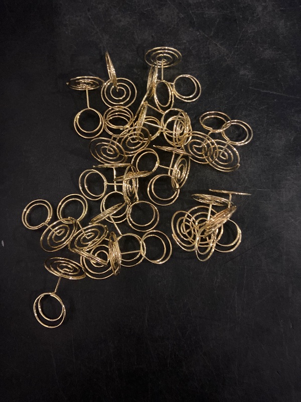 Photo 1 of Hoewina 26Pcs Table Number Holders, Place Card Holder, Wire Picture Holder, Small Size Table Card Holders, Photo Holder for Centerpieces, Wedding Reception, Party, Birthday (Gold)
