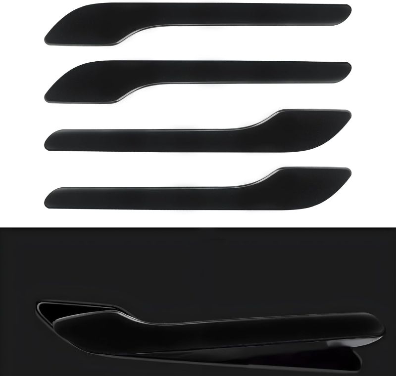 Photo 1 of Door Handle Cover FIt for Tesla Model 3/Model y 2017-2025,Carbon Fiber Door Handle Wrap for Tesla Protection Accessories (Gloss Black Pattern)
