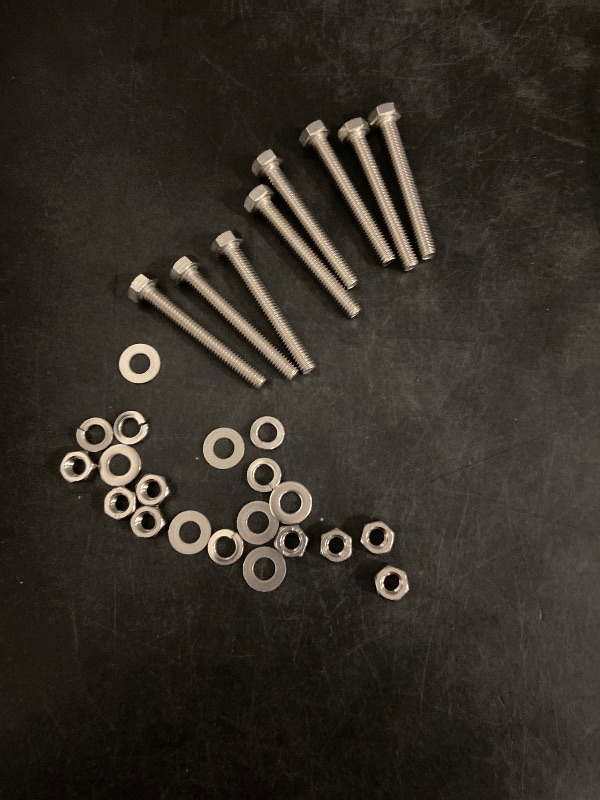 Photo 1 of 5/16-18 x 2-1/2" Hex Bolts Set, 8 Sets 5/16"-18 Thread 2-1/2" Inches Long, Hexagon Bolt Nuts, Flat & Lock Washers, Stainless Steel 304 Right Hand Fully Thread Heavy Duty Hex Bolts Assortment Kit
