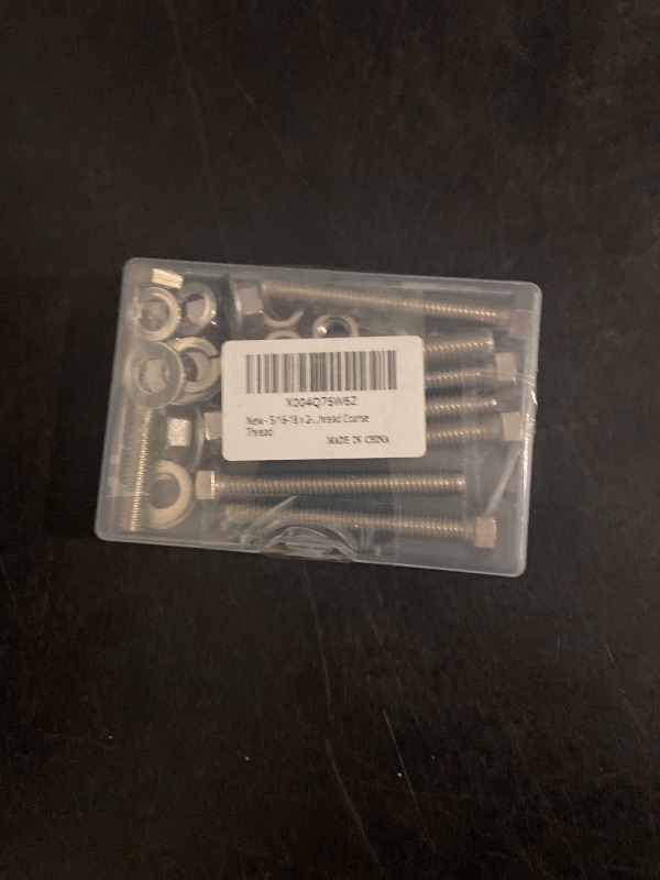 Photo 1 of 5/16-18 x 2-1/2" Hex Bolts Set, 8 Sets 5/16"-18 Thread 2-1/2" Inches Long, Hexagon Bolt Nuts, Flat & Lock Washers, Stainless Steel 304 Right Hand Fully Thread Heavy Duty Hex Bolts Assortment Kit
