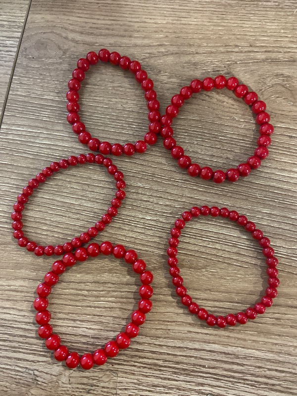 Photo 1 of 5 Pcs Faux Pearl Bracelet Set for Women Beaded Stretch Strand Bracelets for Bridesmaid,Bridal,Party Jewelry