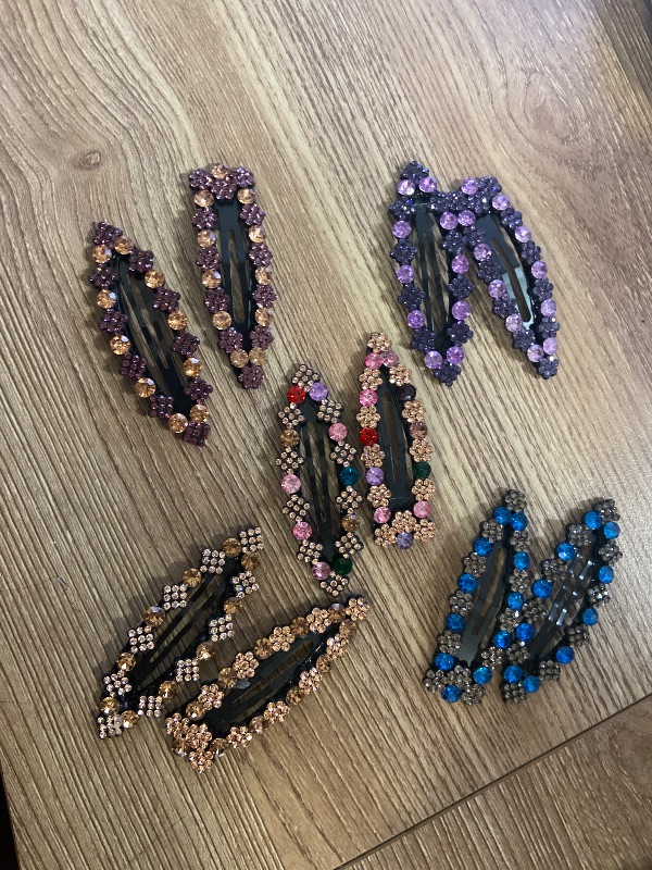 Photo 1 of OIIKI Rhinestone Snap Hair Clips for Women 10pcs, Sparkly Glitter Crystal Hair Clips Barrettes Bling Diamond Fancy Hair Snap Clips Hairpins for Girls Wedding Decorative Hair Accessories

