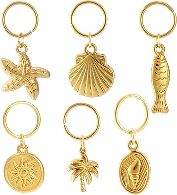 Photo 1 of DOUBI 6PCS Women's Bikini Charms Gold Stainless Steel Swimwear Accessories Cute Beach Jewelry for Swimsuits Waterproof & Tarnish-Proof Fashion Pendants Hypoallergenic Summer Beach Party Gift