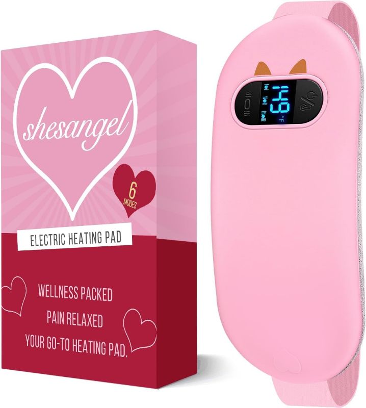 Photo 1 of Portable Heating Pad for Period Cramps: Cordless Menstrual Heating Pad with 6 Heat Levels and 6 Massage Modes, 3s Fast Heating Gift for Women and Girl(Pink)