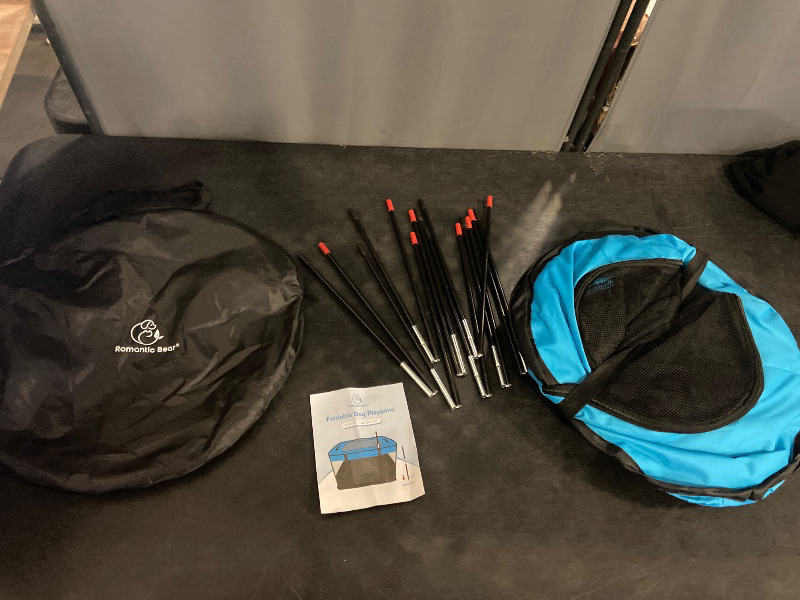 Photo 1 of Dog Playpen,Pet Playpen,Foldable Puppy Cat Playpen, Portable Exercise Kennel Tent Crate,Water-Resistant Breathable Shade Cover,Indoor Outdoor Travel Camping Use for Small Animals with Carrying Case(M)