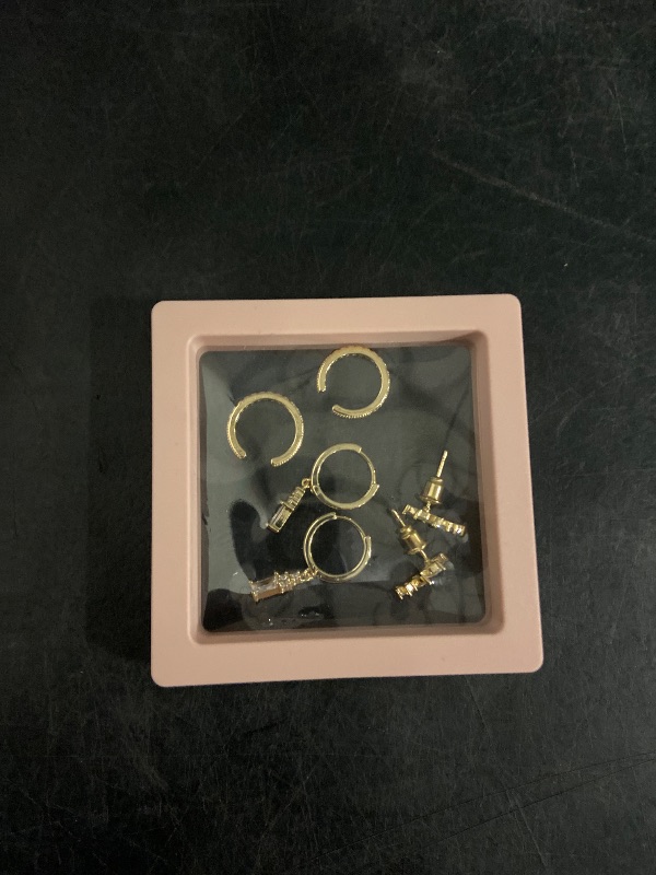 Photo 1 of 3pk Gold Earring & Cuff for Women Non Piercing - Clip on Cartilage Earrings Dainty 14K Gold Sterling Silver Plated Cubic Zirconia Huggie Hoop Earring for Women No Tarnish Trendy Jewelry Set