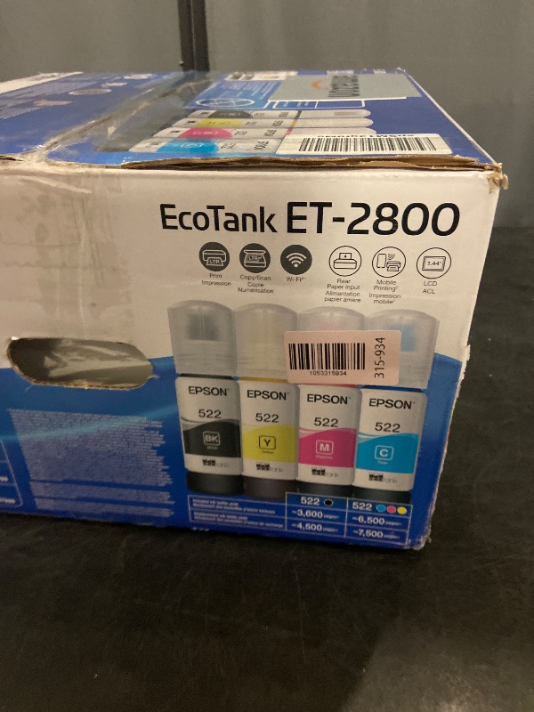 Photo 1 of Epson EcoTank ET-2800 Wireless Color All-in-One Cartridge-Free Supertank Printer with Scan and Copy â€“ The Ideal Basic Home Printer - White, Medium
