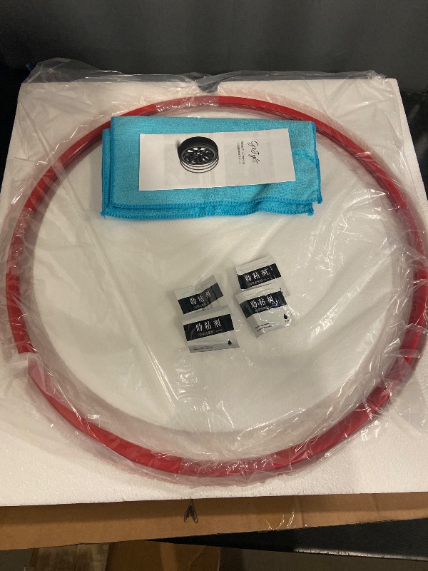 Photo 1 of GrJyls Rim Protector for Car Wheels (Fits 18-21" Wheel Diameter) - Pack of 4 Premium ABS Wheel Protector for All Cars, Trucks, SUVs and Tesla All Models (Red,20)