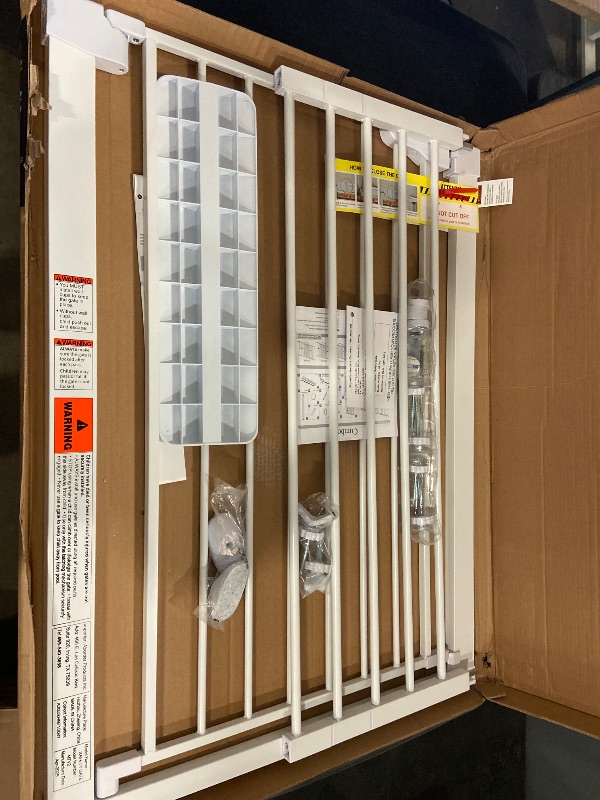 Photo 1 of Cumbor 36" Extra Tall Baby Gate for Dogs and Kids with Wide 2-Way Door, 29.7"- 46" Width, and Auto Close Personal Safety for Babies and Pets, Fits Doorways, Stairs, and Entryways, White