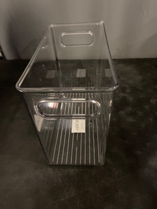 Photo 1 of mDesign Tall Modern Stackable Plastic Storage Organizer Bin Basket with Handles for Bathroom Vanity Organization - Shelf, Cubby, Cabinet, or Closet Organizing Decor - Ligne Collection - Clear
