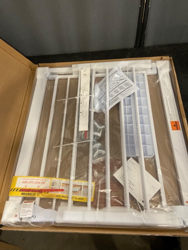 Photo 1 of Cumbor 29.7-46" Baby Gate for Stairs, Toddler Safety Essentials for The House, Auto Close Dog Gate for Doorways, Mom's Choice Awards Winner-Easy Install Pressure Mounted Pet Gates for Dogs, White