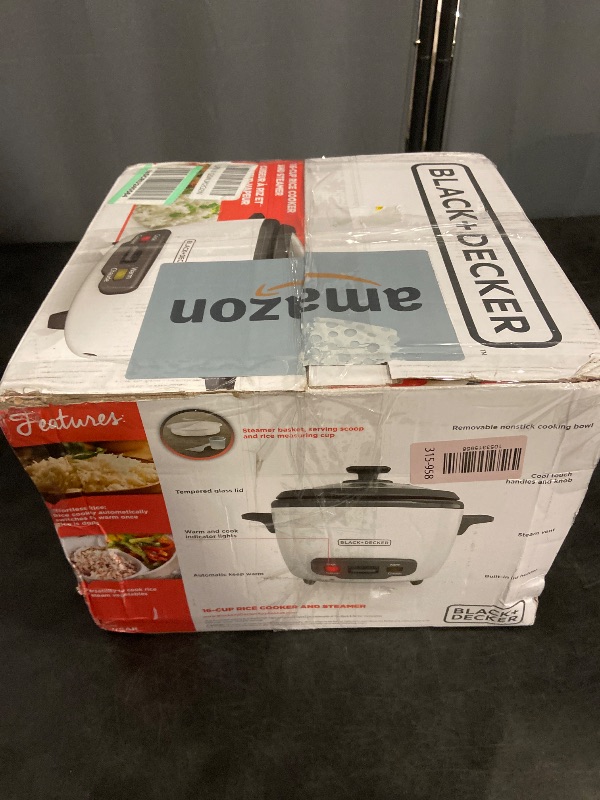 Photo 1 of Black+Decker 2-in-1 Rice Cooker and Food Steamer, 16 Cup (7 Cup Uncooked), White, RC516C