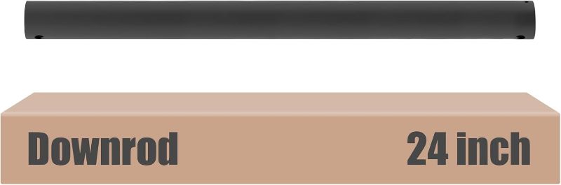 Photo 1 of 24 inch Ceiling Fan Downrod with Extension Cord, 2 FT Black Downrod for Ceiling Fan, 1 inch Outside Diameter, Ceiling Fan Boom Suitable for a Wide Range of Fans (Black, Not Threaded)

