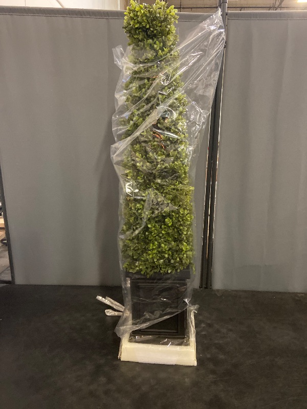 Photo 1 of Artificial Boxwood Topiary Tree, COLORSPEC 3.5ft Tall Outdoor Porch Tree, All-Year Green Boxwood Plants Topiary Trees Artificial Outdoor with Sturdy Pot for Porch Outdoor Indoor (Square)