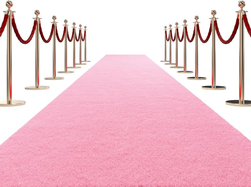 Photo 1 of HOMBYS 450 GSM Extra Thick 3x10 ft Pink Carpet Runner for Partys & Events, Heavy-Duty Felt Aisle Runway Rug for Steps, Prom Proposal & Wedding Ceremony Decorations, Hollywood Oscars for VIP Awards