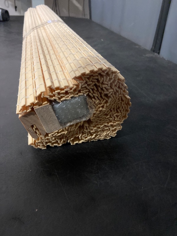 Photo 1 of LazBlinds No Tools No Drill Cordless Bamboo Roman Shades, Privacy Window Treatment, Roll Up Bamboo Blinds for Windows 37'' W x 64'' H, Natural