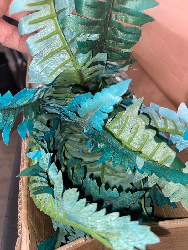 Photo 1 of RECUTMS Artificial Fern Plants 2Pcs 19.7Inch Fake Boston Fern Faux Plastic Plant Outdoor UV Resistant Shrubs Greenery Bundles Outside Indoor Home Garden Office Balcony Party Porch Potted Hanging Decor
