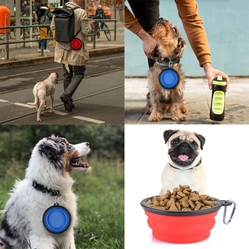 Photo 1 of Collapsible Dog Bowls, Travel Water Food Bowls Portable Foldable Collapse Dishes with Carabiner Clip, 2 Pack (Blue + Red)