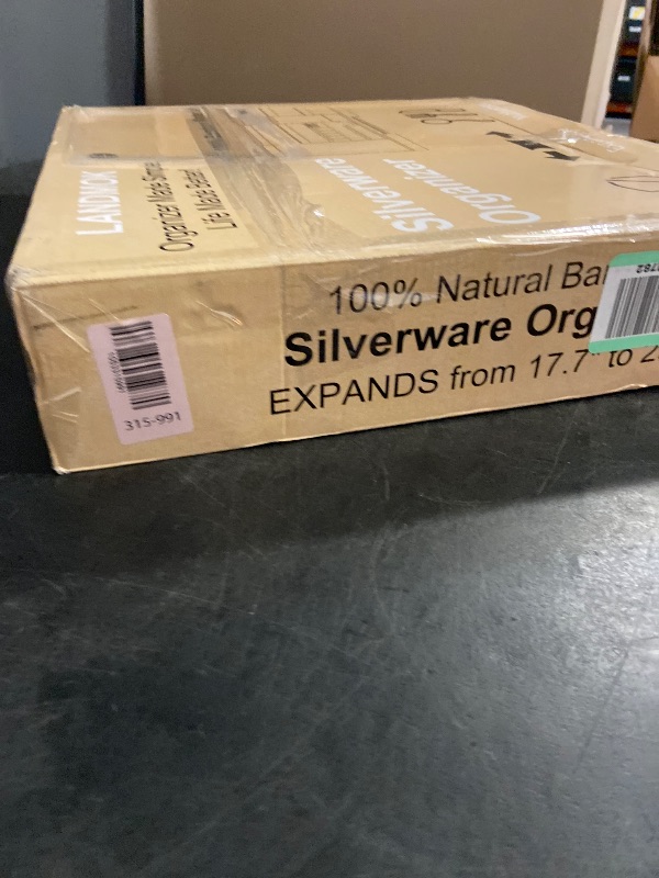 Photo 1 of Bamboo Silverware Drawer Organizer, 17.7-29.5 Inch Expandable Large Kitchen Drawer Organizer, 5-8 Slot Flatware with Removable Card Slots & Knife Block for Spoon Butter Knive, Natural