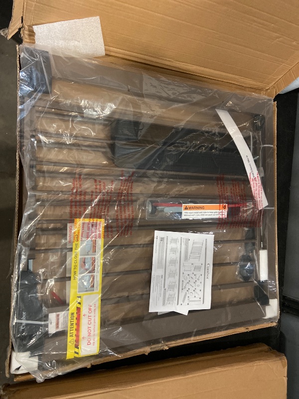 Photo 1 of Cumbor 29.7-46" Baby Gate for Stairs, Mom's Choice Awards Winner-Auto Close Dog Gate for the House, Easy Install Pressure Mounted Pet Gates for Doorways, Easy Walk Thru Wide Safety Gate for Dog, Brown