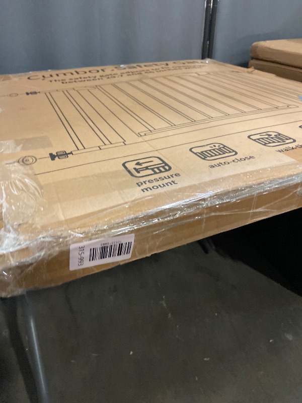 Photo 1 of Cumbor 29.7-46" Baby Gate for Stairs, Mom's Choice Awards Winner-Auto Close Dog Gate for the House, Easy Install Pressure Mounted Pet Gates for Doorways, Easy Walk Thru Wide Safety Gate for Dog, Brown