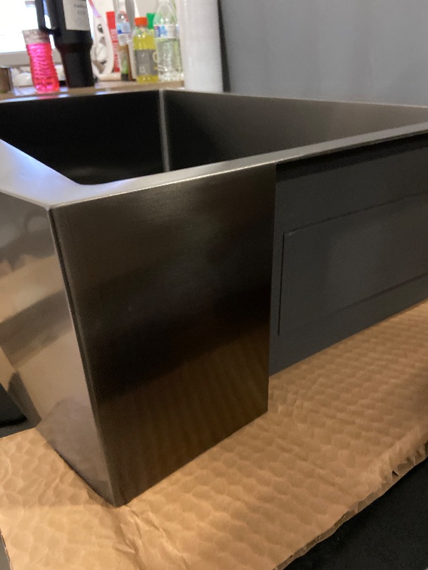 Photo 1 of 30" Atlas Stainless Steel Farmhouse Sink - Curved Apron - Gunmetal Black