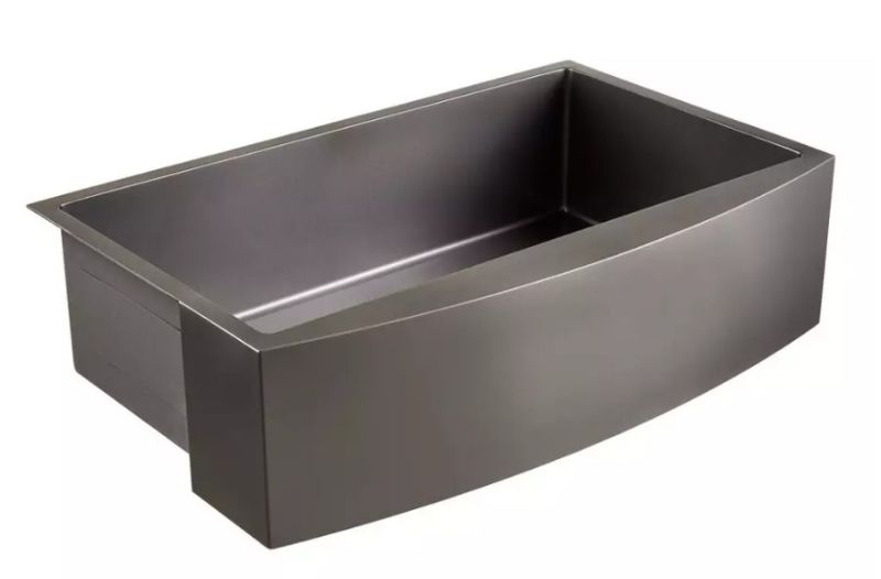 Photo 1 of 30" Atlas Stainless Steel Farmhouse Sink - Curved Apron - Gunmetal Black
