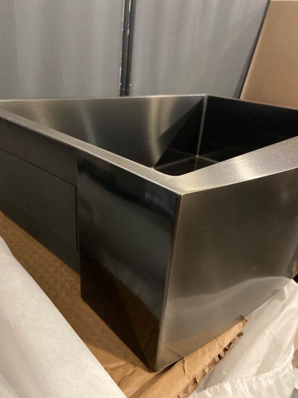 Photo 1 of 30" Atlas Stainless Steel Farmhouse Sink - Curved Apron - Gunmetal Black