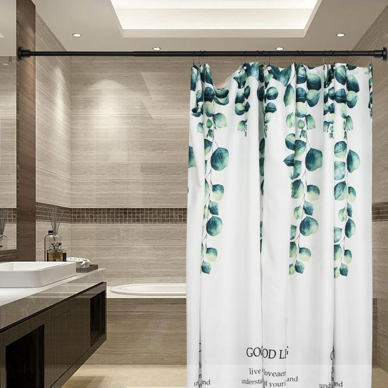 Photo 1 of Artiwell Heavy Duty Shower Rod, Adjustable Shower Curtain Rod, Expandable 47-84 Inch, Permanent Mount Shower Rod, Never Rust Stainless Steel For Window Curtain and Closet, Matte Black