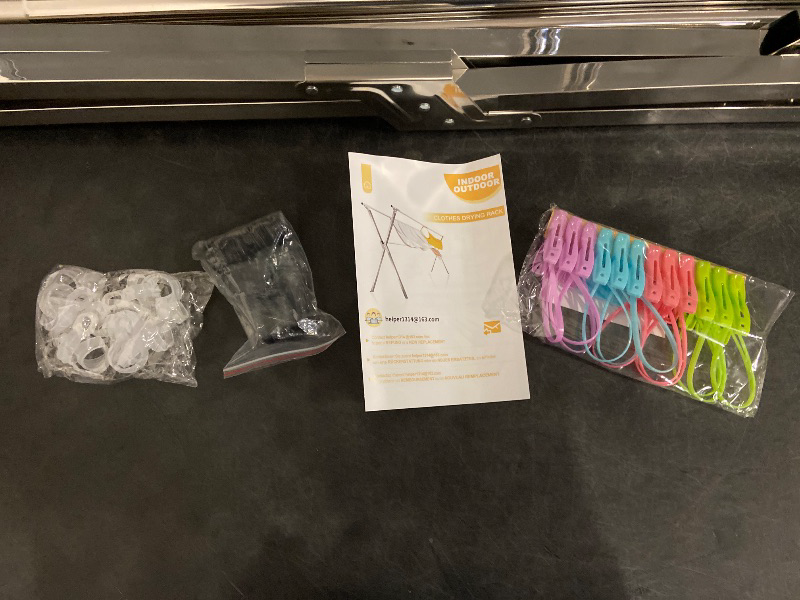 Photo 1 of Clothes Drying Rack 63 Inches Folding Indoor Outdoor, Drying Rack Clothing Collapsible, Foldable Portable Laundry Drying Rack, Heavy Duty Laundry Hanger Dryer Rack, with 20 Hooks 12 Clips
