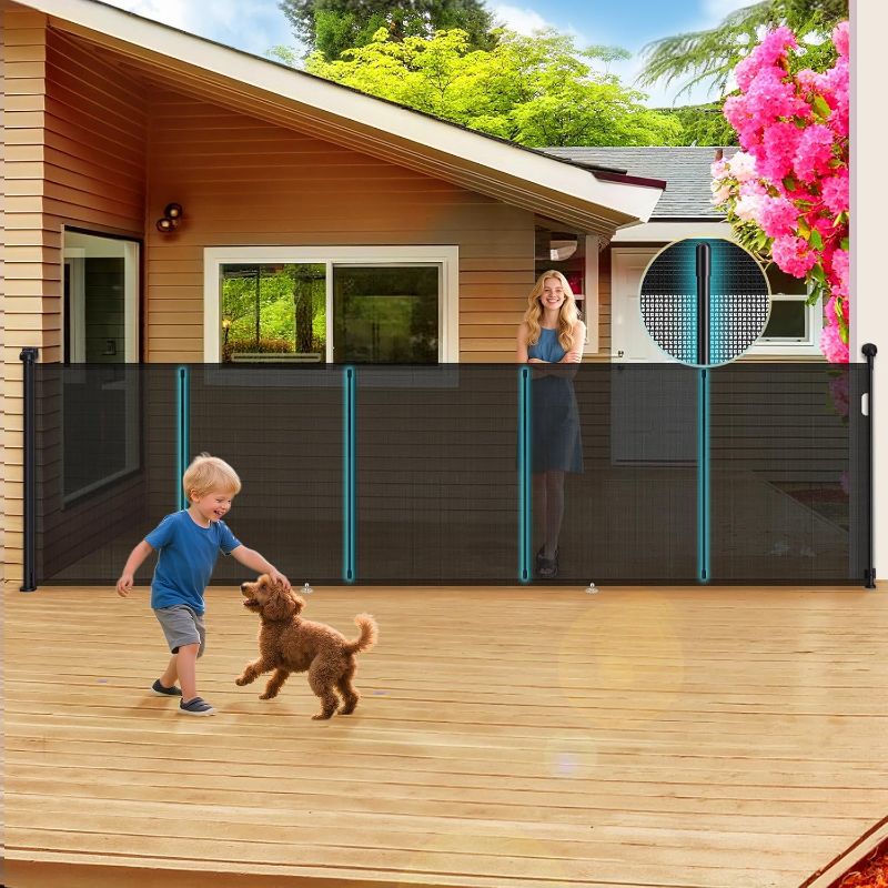 Photo 1 of 160 Inch Retractable Baby Gates Extra Wide, 42 Inch Extra Tall Retractable Gate, 13 FT Reinforced Retractable Dog Gate with Reinforcement Rod to Prevent Crawling Through, for Doorways, Stairs, Hallway
