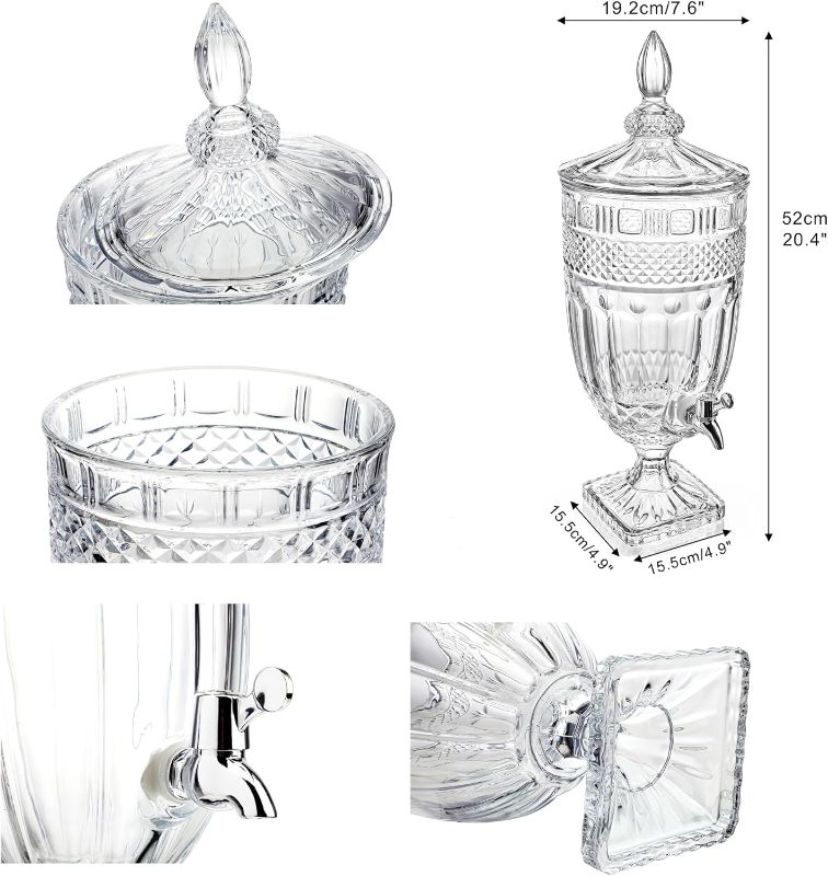 Photo 1 of 1.3 Gallon Glass Beverage Dispenser with Spigot Glass Drink Dispenser for Parties Wide Mouth Juice Beverage Server for Wedding Party Bar Leak Proof Beverage Dispenser