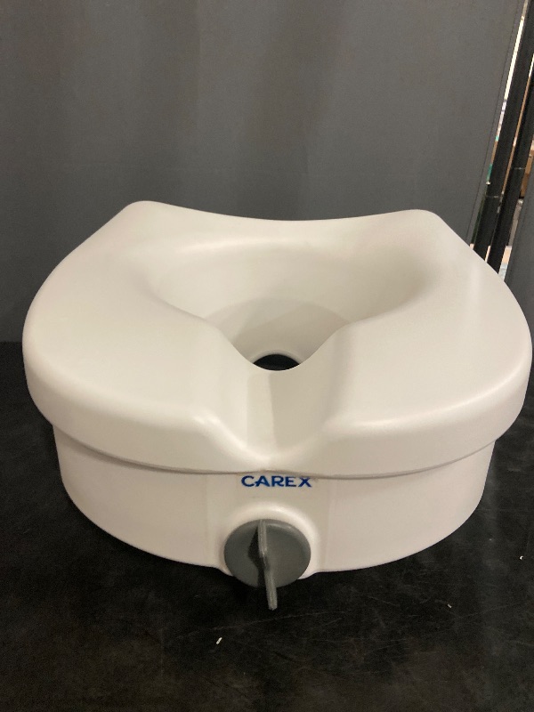 Photo 1 of Carex E-Z Lock Raised Toilet Seat With Handles, 5" Toilet Seat Riser with Arms, Handicap Raised Toilet Seat For Seniors and Elevated Toilet Seat