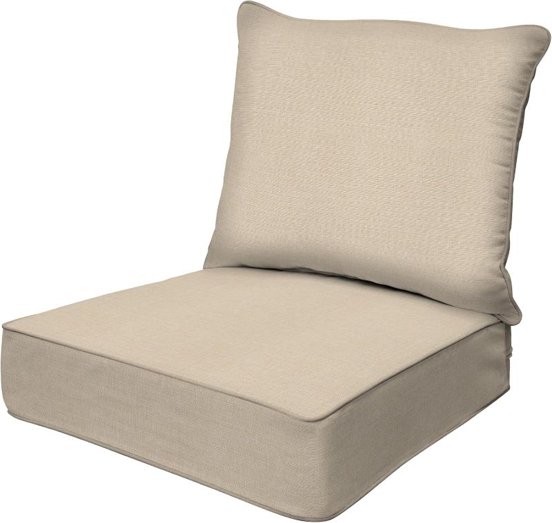 Photo 1 of Honeycomb Outdoor Heritage Deep Seat, 24 x 23, Textured Solid Almond Chair Cushion for Patio Furniture
