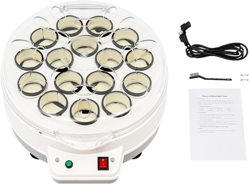 Photo 1 of Automatic Pool Ball Cleaner, 180W Electric Pool Ball Polishing and Cleaning Machine 16 Balls Billiard Ball Cleaner and Polisher Removable Tray for American/British Billiards 16 Balls
