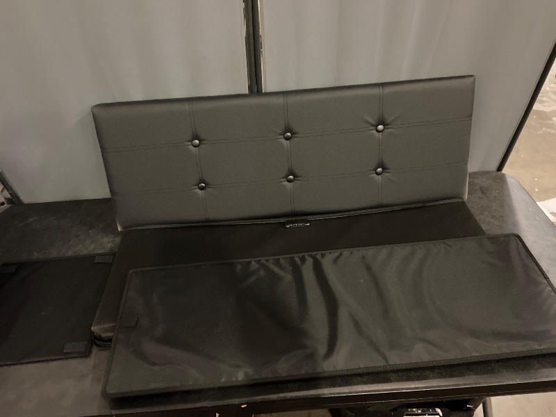 Photo 1 of DocSafe Storage Ottoman Bench,Fireproof Waterproof Folding Bench with Lock(15”x 43”x15”),Leather Storage Chest with Handles 2 Extra Boxes,Ottoman Safe for Bedroom,Living Room,Home Office,Black