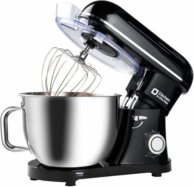 Photo 1 of Kitchen in the box Stand Mixer, 900W 8.5QT Kitchen Electric Mixer, 6-Speed Large Capacity Food Mixer for Home Cooks with Egg Whisk, Dough Hook & Flat Beater (Black)
