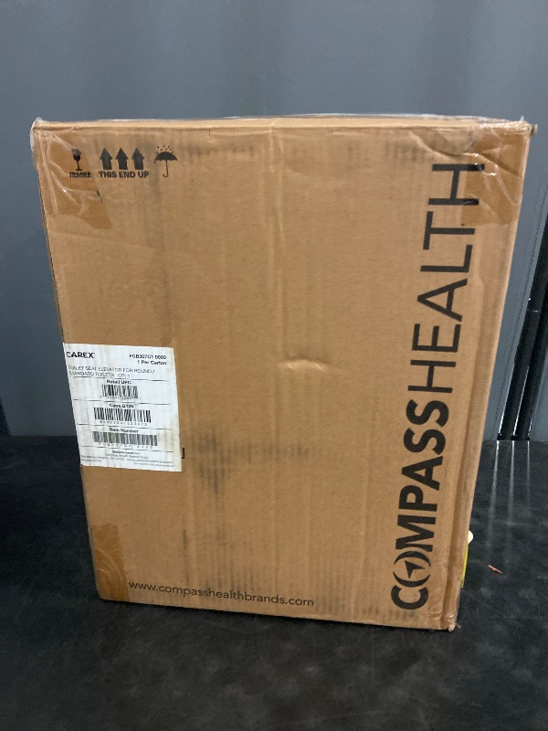 Photo 1 of Carex Toilet Seat Riser, Round Raised Toilet Seat Adds 3.5 inches to Toilet Height, for Assistance Bending or Sitting, 300 Pound Weight Capacity Toilet Riser