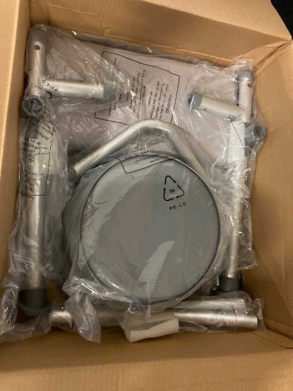 Photo 1 of HOMLAND Bedside Commode with Padded Seat and Backrest, Aluminum Commode Toilet with Bucket, Easy Cleaning Portable Toilet for Adults and Seniors, 350 lb Capacity Enhanced Crossbar