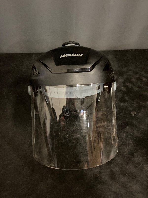 Photo 1 of Jackson Safety Lightweight MAXVIEW Premium Face Shield - Mask with 370 Speed Dial Ratcheting Headgear, ANSI Z87.1, for Work, Grinding, Cutting - Uncoated - Clear Tint